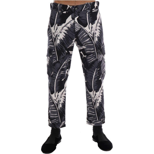 Dolce & Gabbana Gray Banana Leaf Cotton Pants 1728,3% Elastane (stretch),67345645728,Black,Casual Pants - Pants - Clothing,Clothing,Dolce & Gabbana,IT50 | L,Jeans & Pants - Men - Clothing,Material: 97% Cotton,Men,Men - Clothing,New with tags,Pants - Cloth