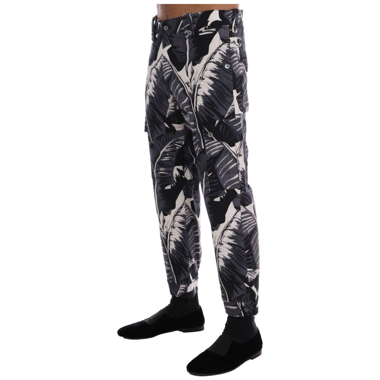 Dolce & Gabbana Gray Banana Leaf Cotton Pants 1728,3% Elastane (stretch),67345645728,Black,Casual Pants - Pants - Clothing,Clothing,Dolce & Gabbana,IT50 | L,Jeans & Pants - Men - Clothing,Material: 97% Cotton,Men,Men - Clothing,New with tags,Pants - Cloth