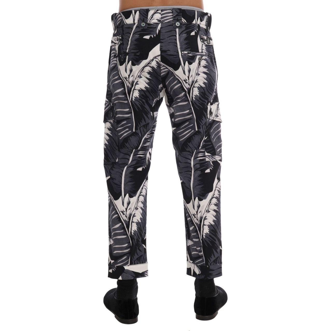 Dolce & Gabbana Gray Banana Leaf Cotton Pants 1728,3% Elastane (stretch),67345645728,Black,Casual Pants - Pants - Clothing,Clothing,Dolce & Gabbana,IT50 | L,Jeans & Pants - Men - Clothing,Material: 97% Cotton,Men,Men - Clothing,New with tags,Pants - Cloth