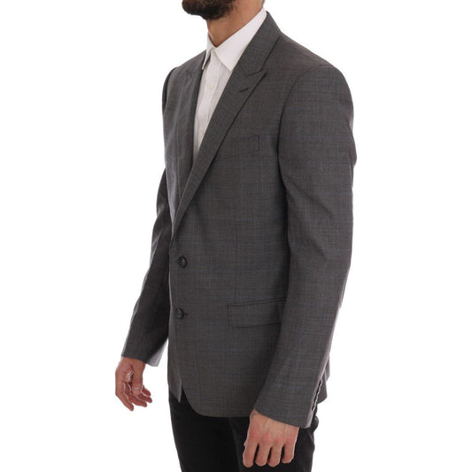 Dolce & Gabbana Sleek Gray Checkered Wool Blazer Dolce & Gabbana