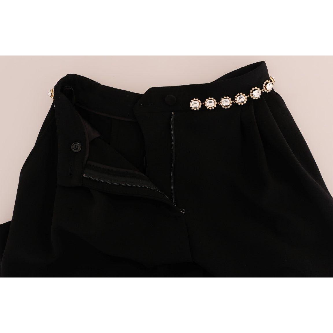 Dolce & Gabbana Elegant High-Waist Ankle Pants with Gold Detailing Dolce & Gabbana