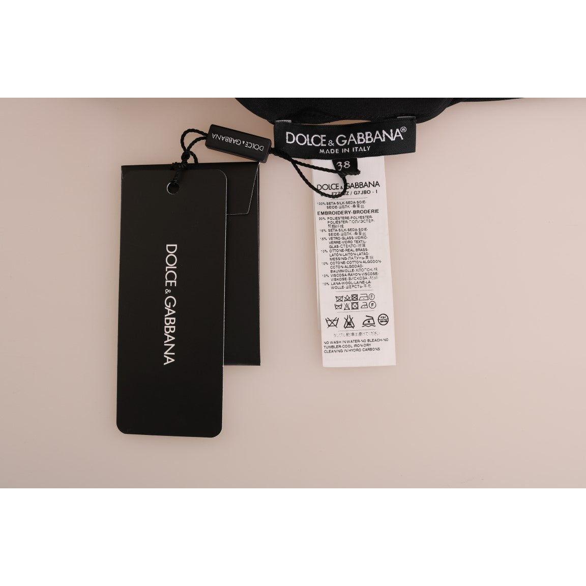 بلوزة من الحرير المطرزة برسومات خيالية من دولتشي آند غابانا