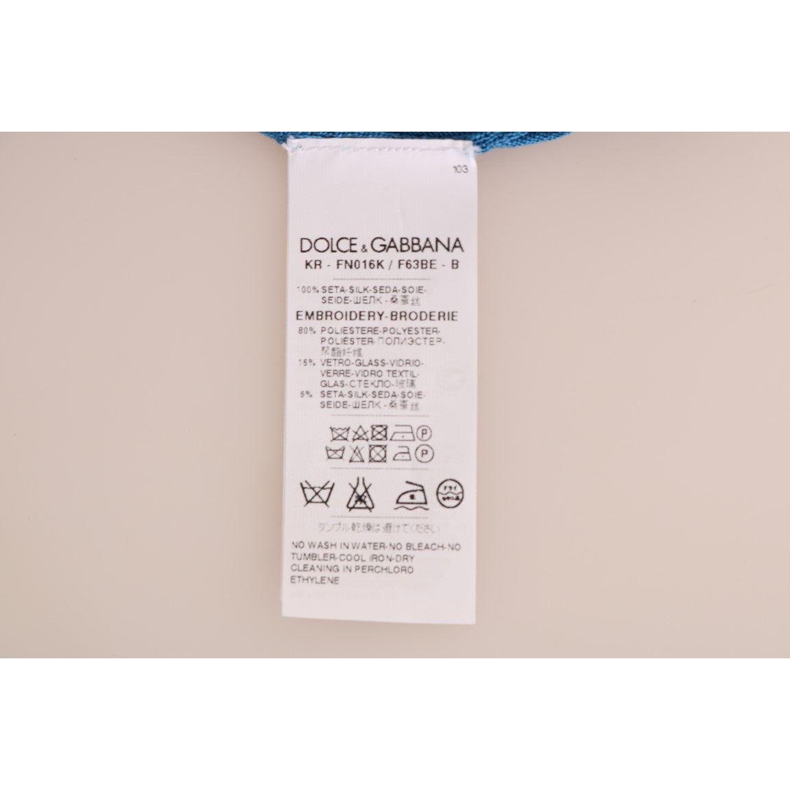 سترة كابري من الحرير الأزرق المزين بالترتر من دولتشي آند غابانا