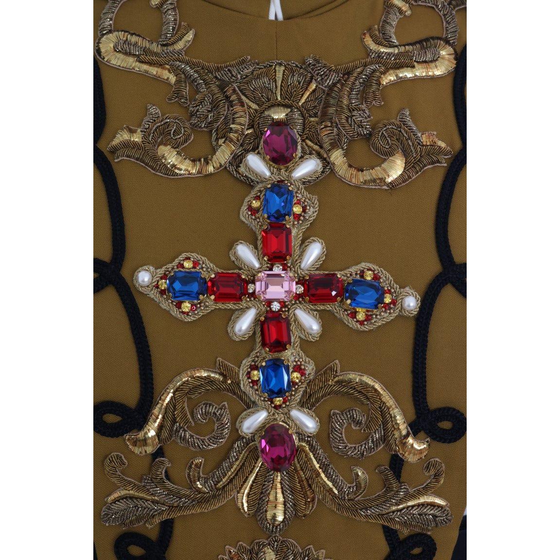 Dolce & Gabbana Yellow Crystal Cross Vest Jacket