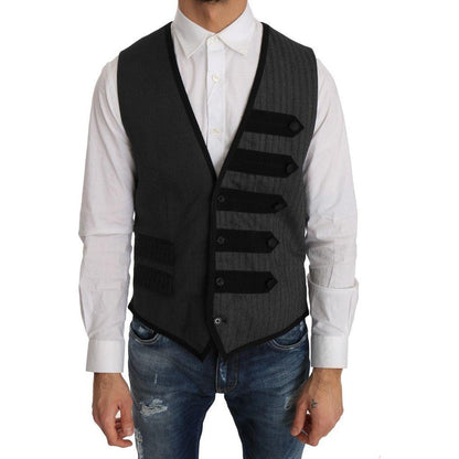 Dolce & Gabbana Gray Wool Patterned Slim Vest 1728,19% Silk,30% Polyester,67345645728,Clothing,Dolce & Gabbana,Gray,IT48 | M,Material: 51% Wool,Men,Men - Clothing,New with tags,Suits & Blazers - Clothing,Vests - Men - Clothing,Waistcoats - Suits & Blazers