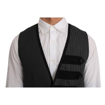 Dolce & Gabbana Gray Wool Patterned Slim Vest 1728,19% Silk,30% Polyester,67345645728,Clothing,Dolce & Gabbana,Gray,IT48 | M,Material: 51% Wool,Men,Men - Clothing,New with tags,Suits & Blazers - Clothing,Vests - Men - Clothing,Waistcoats - Suits & Blazers