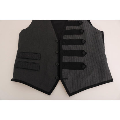 Dolce & Gabbana Gray Wool Patterned Slim Vest 1728,19% Silk,30% Polyester,67345645728,Clothing,Dolce & Gabbana,Gray,IT48 | M,Material: 51% Wool,Men,Men - Clothing,New with tags,Suits & Blazers - Clothing,Vests - Men - Clothing,Waistcoats - Suits & Blazers
