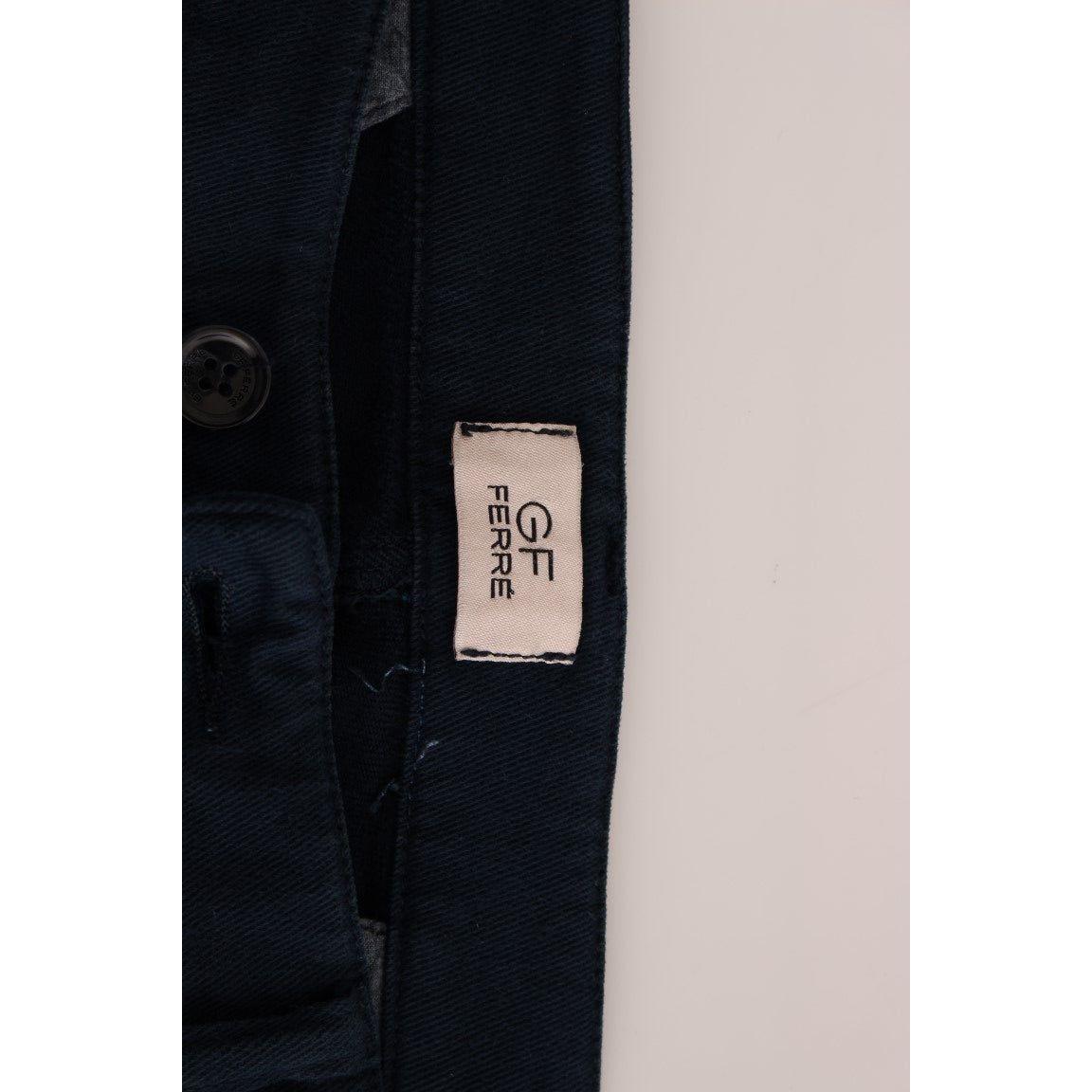 GF Ferre Blue Stretch Straight Fit Pants Chinos