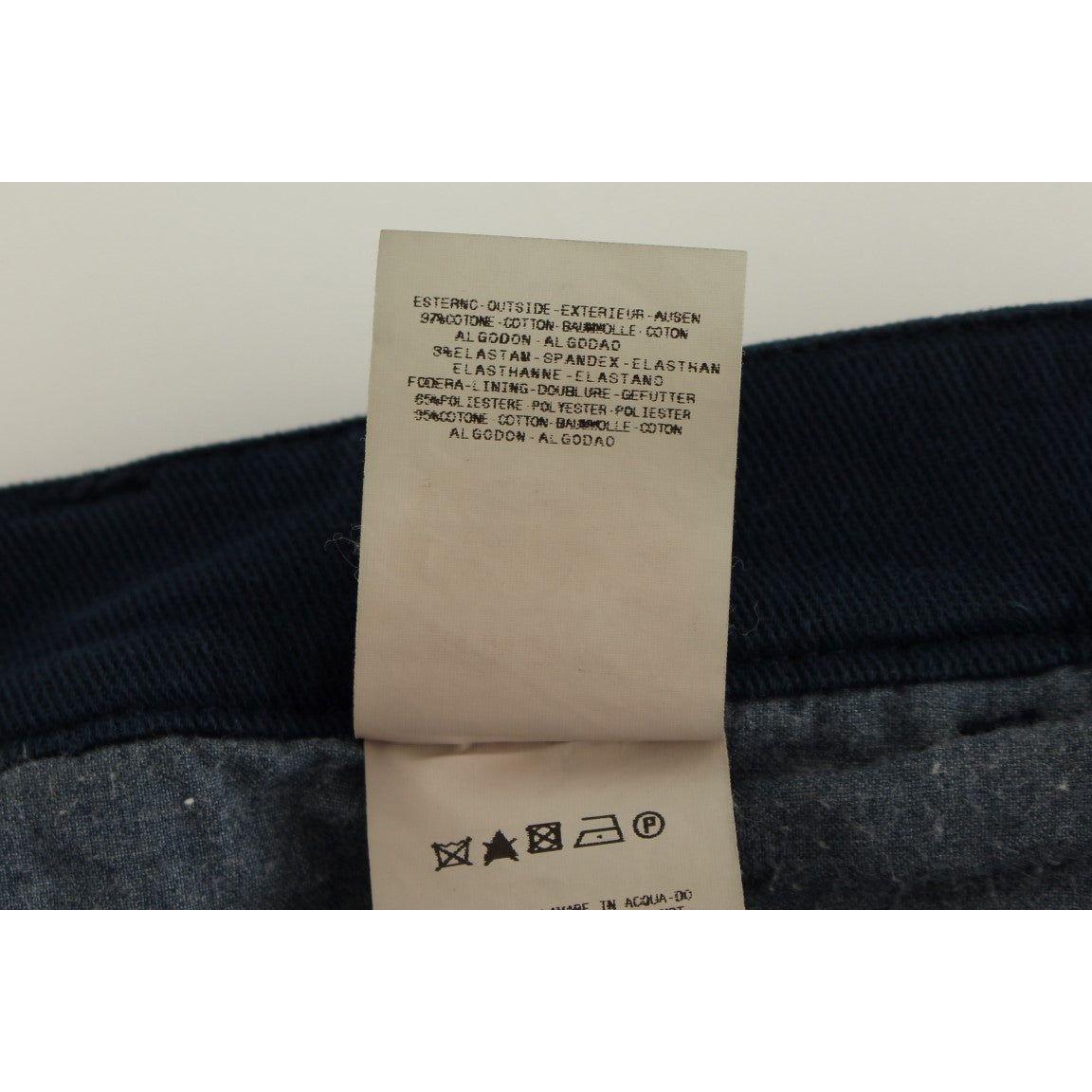 GF Ferre Elegant Blue Cotton Stretch Chinos GF Ferre