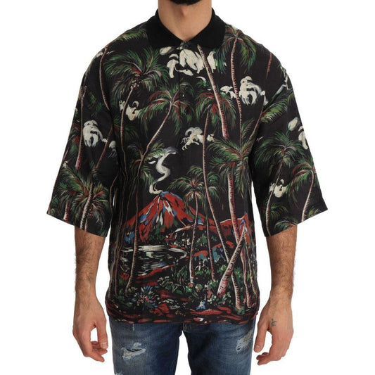 Dolce & Gabbana Black Volcano Sicily Short Sleeve T-Shirt 1728,67345645728,Black,Clothing,Dolce & Gabbana,IT46 | S,Material: 100% Cotton,Men,Men - Clothing,New with tags,T-Shirts - Clothing,T-Shirts - Men - Clothing,T-Shirts - T-Shirts - Clothing