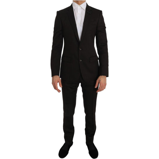 Dolce & Gabbana Brown Wool Crystal Bee Slim Fit MARTINI 1728,65% Wool,67345645728,Brown,Clothing,Dolce & Gabbana,IT46 | S,Material: 35% Viscose,Men,Men - Clothing,New with tags,Suits & Blazers - Clothing,Suits - Men - Clothing,Two-Piece Suits - Suits & Bl
