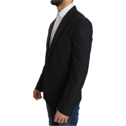Dolce & Gabbana Gray Striped Wool Jacket Coat Slim Blazer 1728,38% Silk,5% Polyester,67345645728,Blazers - Men - Clothing,Blazers - Suits & Blazers - Clothing,Clothing,Dolce & Gabbana,Gray,IT50 | L,Material: 57% Virgin Wool,Men,Men - Clothing,New with tag