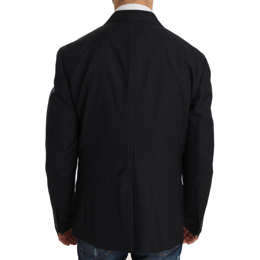 Dolce & Gabbana Gray Striped Wool Jacket Coat Slim Blazer 1728,38% Silk,5% Polyester,67345645728,Blazers - Men - Clothing,Blazers - Suits & Blazers - Clothing,Clothing,Dolce & Gabbana,Gray,IT50 | L,Material: 57% Virgin Wool,Men,Men - Clothing,New with tag