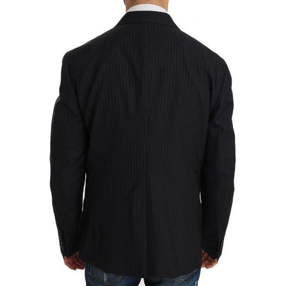Dolce & Gabbana Gray Striped Wool Jacket Coat Slim Blazer 1728,38% Silk,5% Polyester,67345645728,Blazers - Men - Clothing,Blazers - Suits & Blazers - Clothing,Clothing,Dolce & Gabbana,Gray,IT50 | L,Material: 57% Virgin Wool,Men,Men - Clothing,New with tag