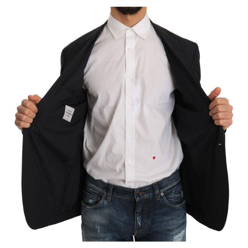 Dolce & Gabbana Gray Striped Wool Jacket Coat Slim Blazer 1728,38% Silk,5% Polyester,67345645728,Blazers - Men - Clothing,Blazers - Suits & Blazers - Clothing,Clothing,Dolce & Gabbana,Gray,IT50 | L,Material: 57% Virgin Wool,Men,Men - Clothing,New with tag
