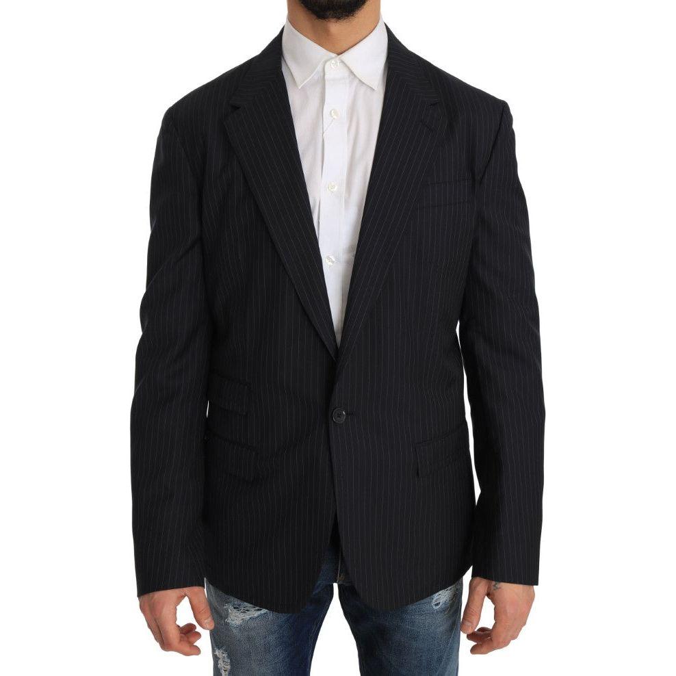 Dolce & Gabbana Gray Striped Wool Jacket Coat Slim Blazer 1728,38% Silk,5% Polyester,67345645728,Blazers - Men - Clothing,Blazers - Suits & Blazers - Clothing,Clothing,Dolce & Gabbana,Gray,IT50 | L,Material: 57% Virgin Wool,Men,Men - Clothing,New with tag