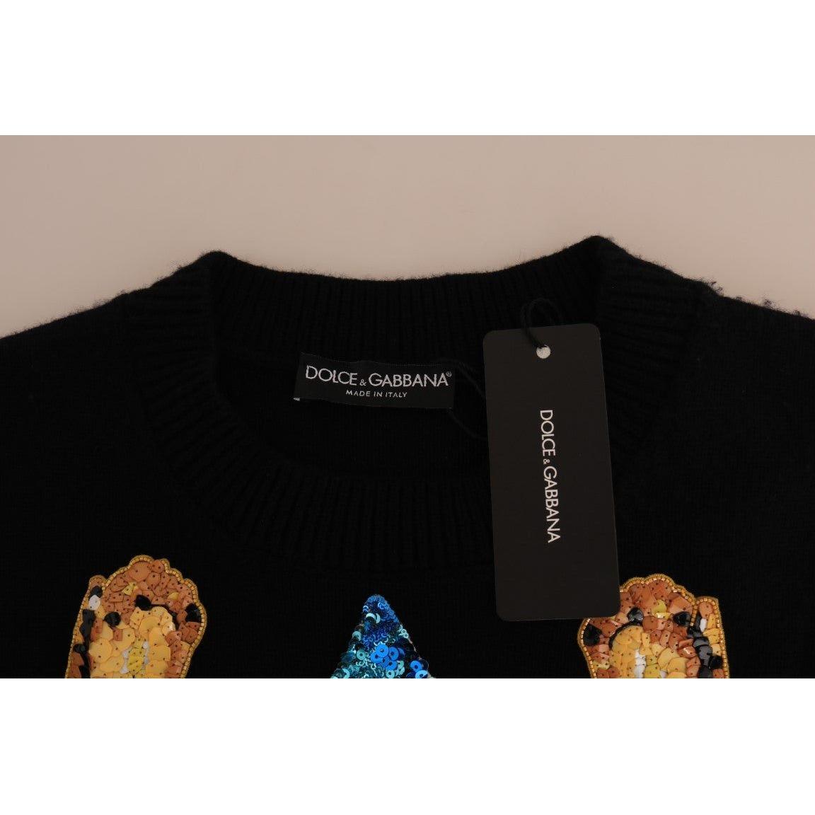Dolce & Gabbana Fairy Tale Crystal Black Cashmere Sweater