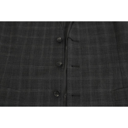 Dolce & Gabbana Gray Wool STAFF Checkered Stretch Vest 1728,3% Elastan,67345645728,Clothing,Dolce & Gabbana,Gray,IT52 | XL,Material: 97% Wool,Men,Men - Clothing,New with tags,Suits & Blazers - Clothing,Vests - Men - Clothing,Waistcoats - Suits & Blazers -