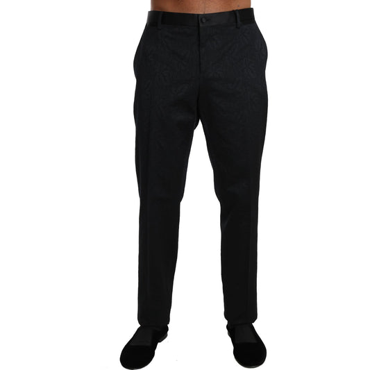 Dolce & Gabbana Black Cotton Brocade Formal Trousers Pants 1728,37% Polyester,4% Elastan,4% Silk,55% Cotton,67345645728,Black,Clothing,Dolce & Gabbana,Dress Pants - Pants - Clothing,IT54 | L,Jeans & Pants - Men - Clothing,Material: Brocade textile,Men,Men