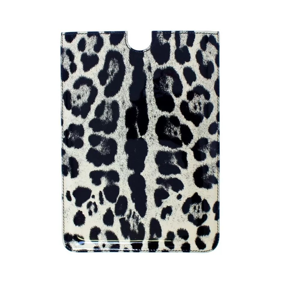 Dolce & Gabbana White Leopard Pattern Leather eBook Cover Tablet Case