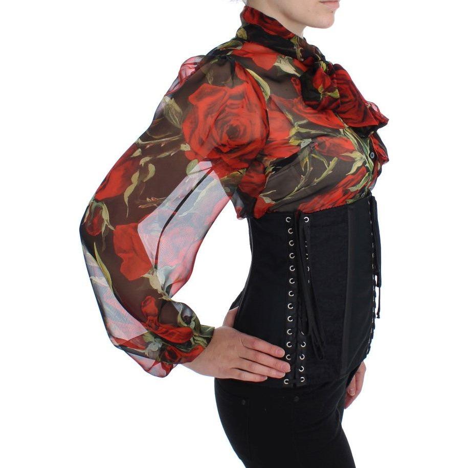 حزام كورسيه أنيق من دولتشي آند غابانا مزين بالزهور باللون الأسود