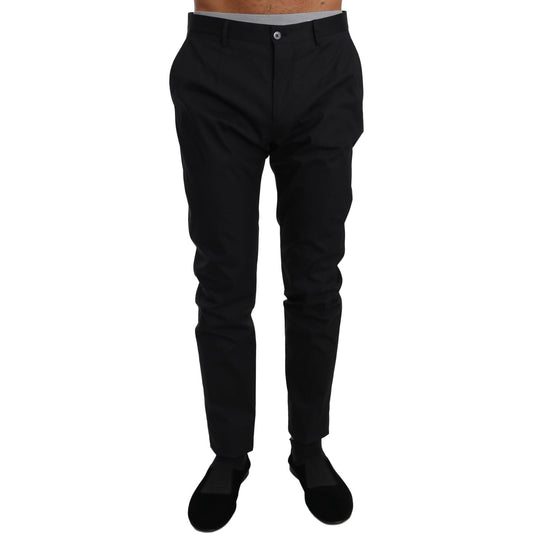 Dolce & Gabbana Black Cotton Stretch Formal Trousers Pants 10% Silk,16% Nylon,1728,4% Elastan,67345645728,Black,Clothing,Dolce & Gabbana,Dress Pants - Pants - Clothing,IT50 | L,Jeans & Pants - Men - Clothing,Material: 70% Wool,Men,Men - Clothing,New with