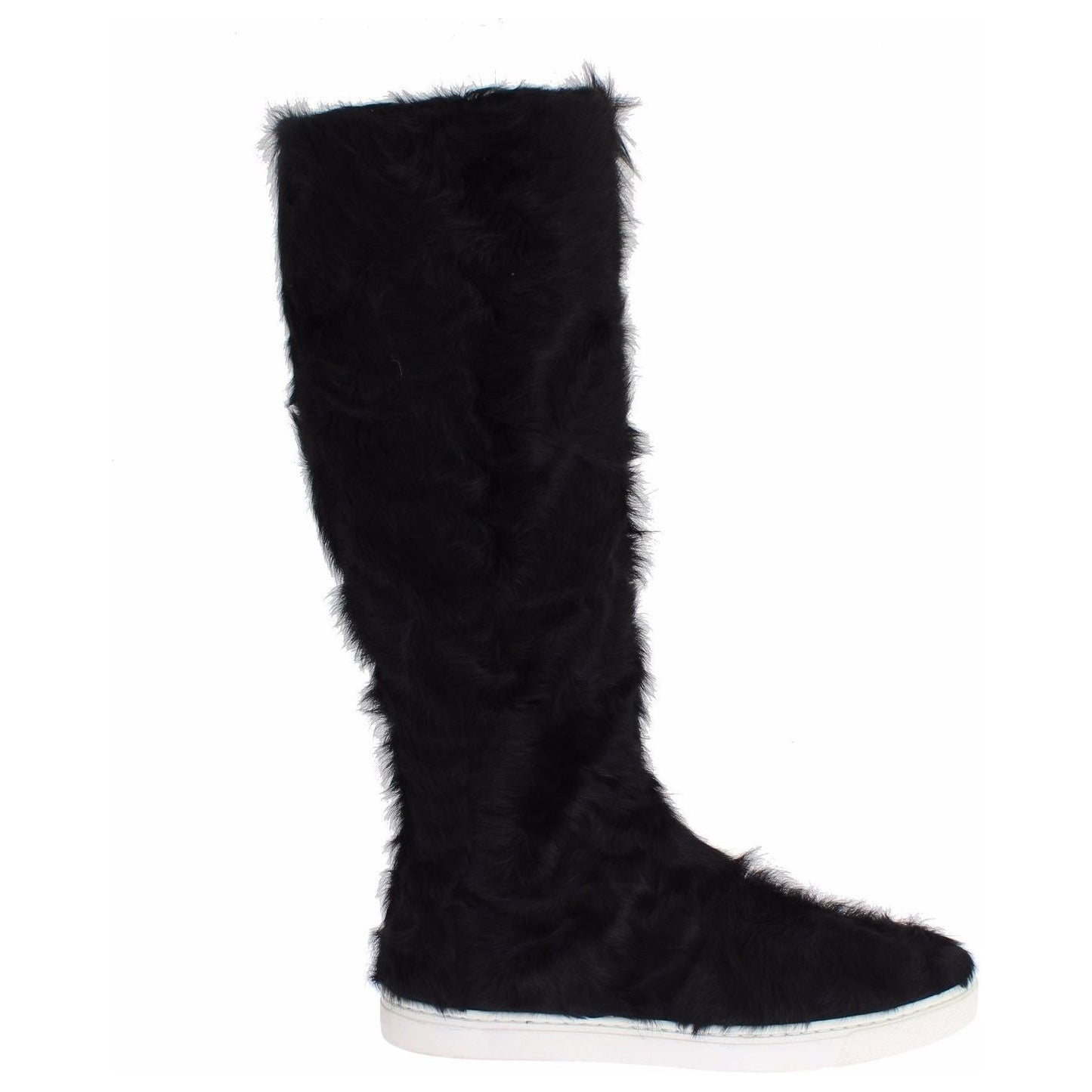Dolce & Gabbana Black Xiangao Lamb Fur Leather Boots