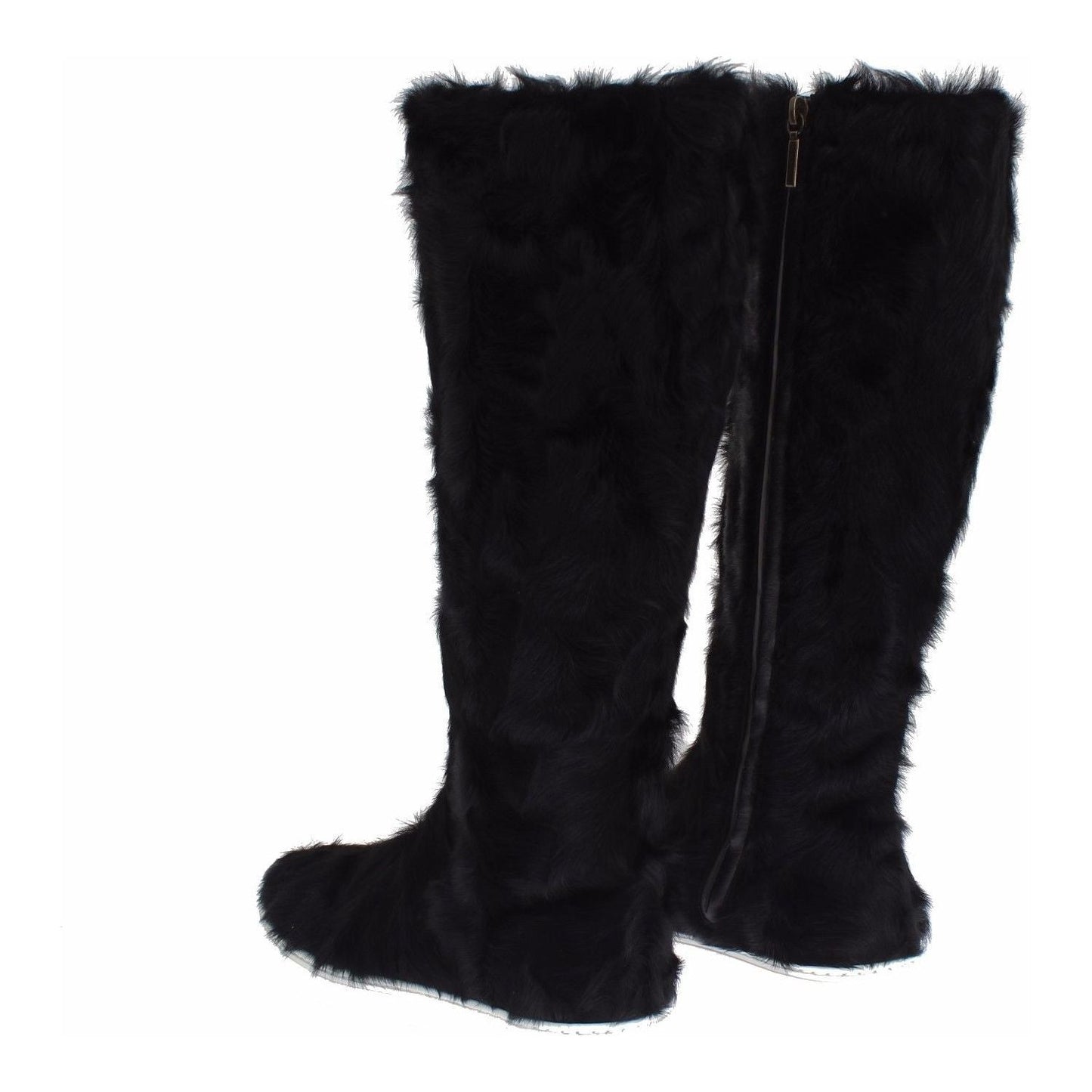 Dolce & Gabbana Black Xiangao Lamb Fur Leather Boots