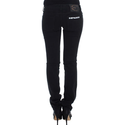 Cavalli Black Cotton Stretch Slim Skinny Fit Jeans