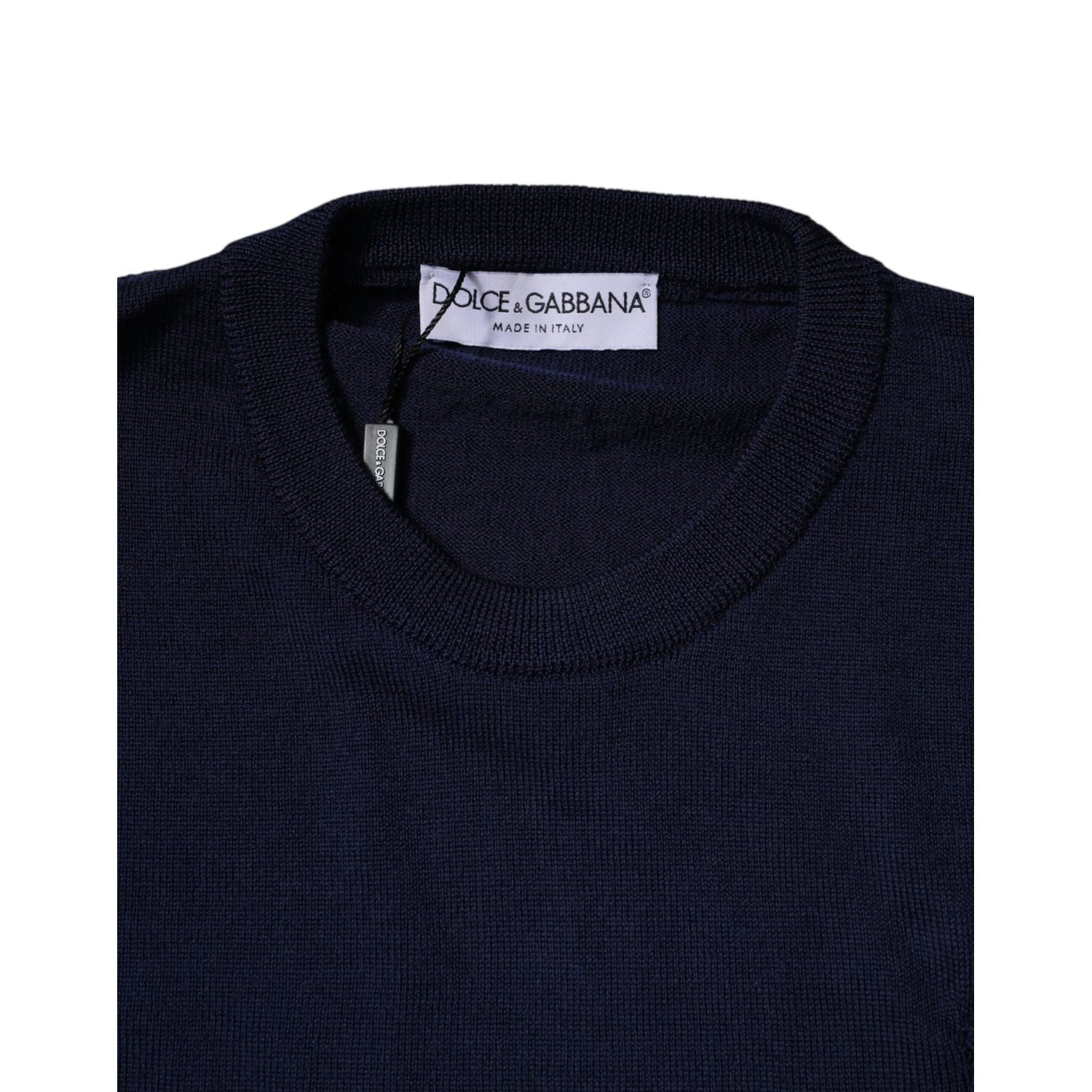 Dolce & Gabbana Blue DG Logo Wool Crew Neck Pullover Sweater