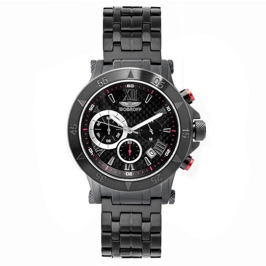 Bobroff Black Stainless Steel Dress Watch