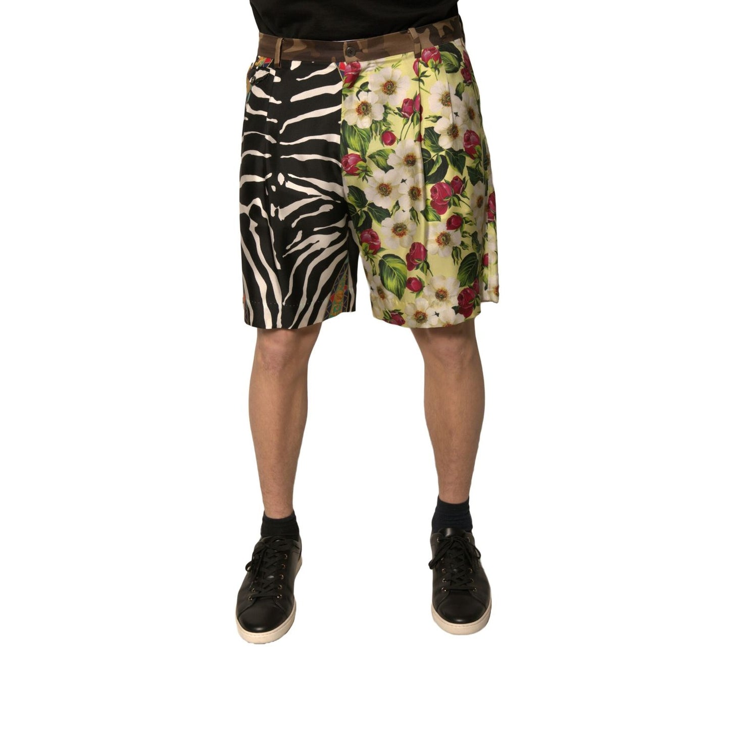 Dolce & Gabbana Multicolor Patchwork Silk Men Chino Shorts