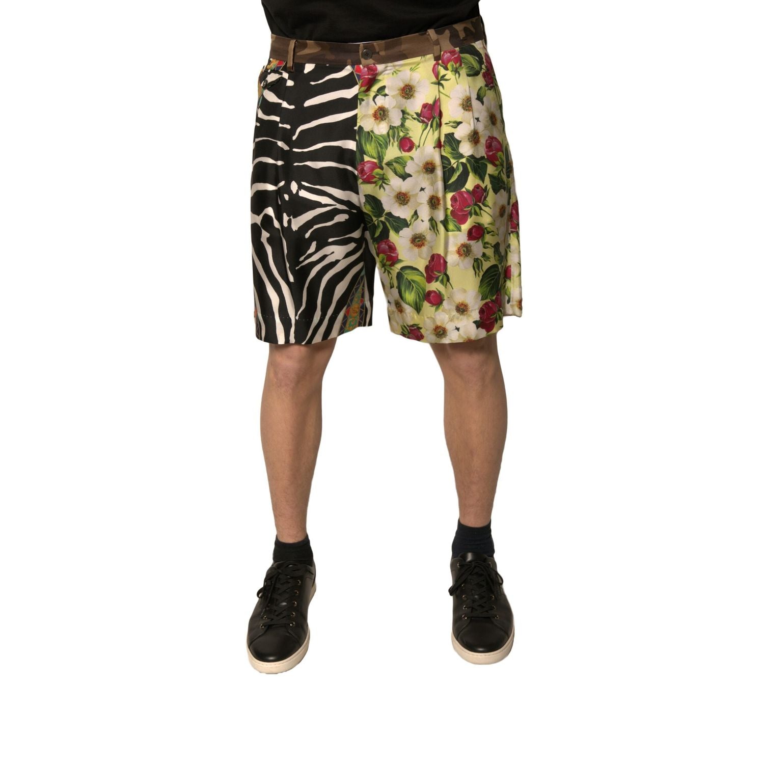 Dolce & Gabbana Multicolor Patchwork Silk Men Chino Shorts