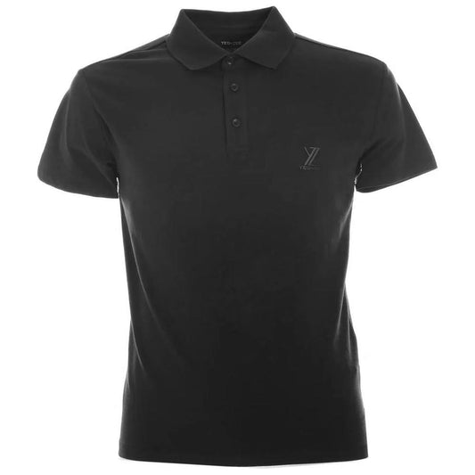 Yes Zee Black Cotton Men Polo Shirt Yes Zee