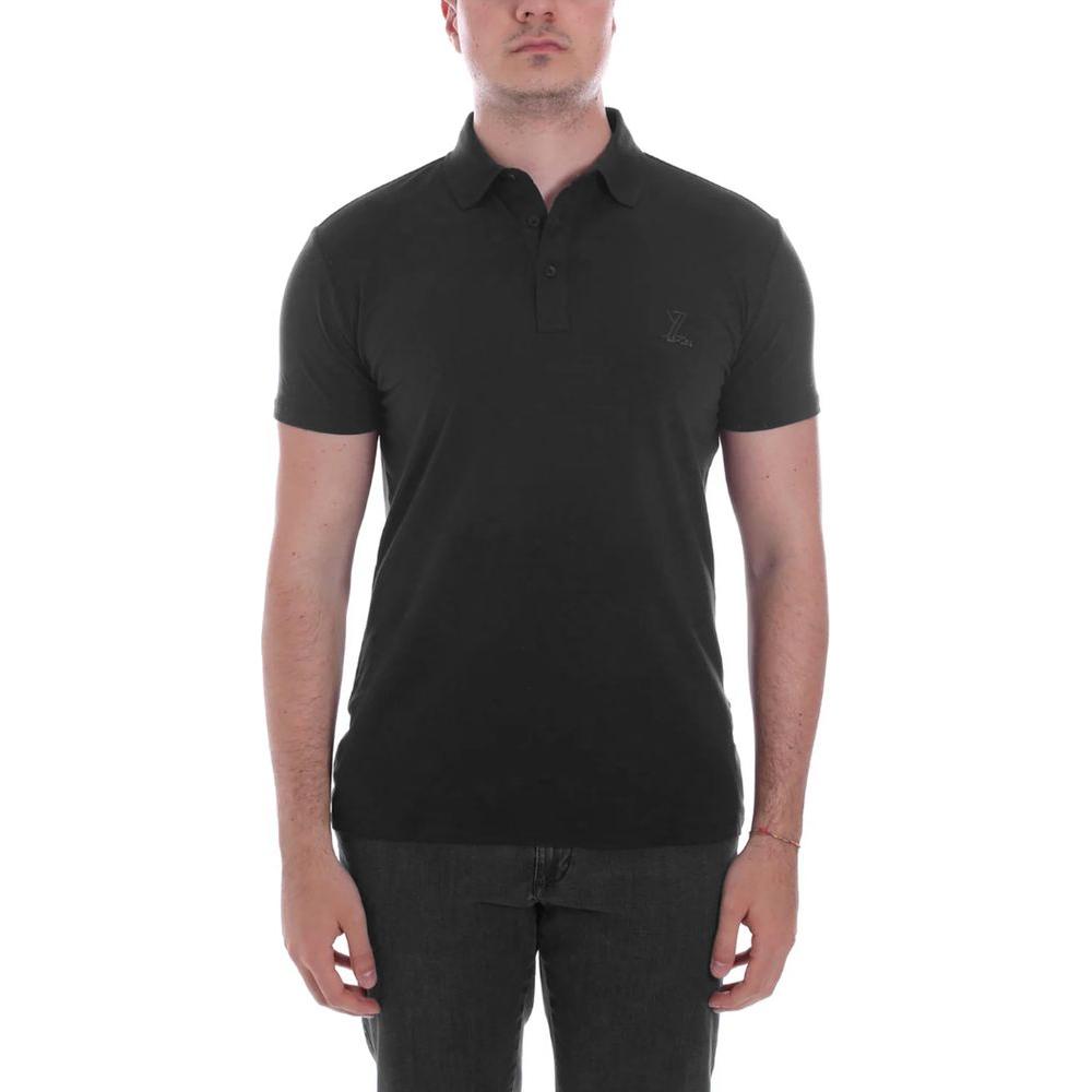 Yes Zee Black Cotton Men Polo Shirt Yes Zee