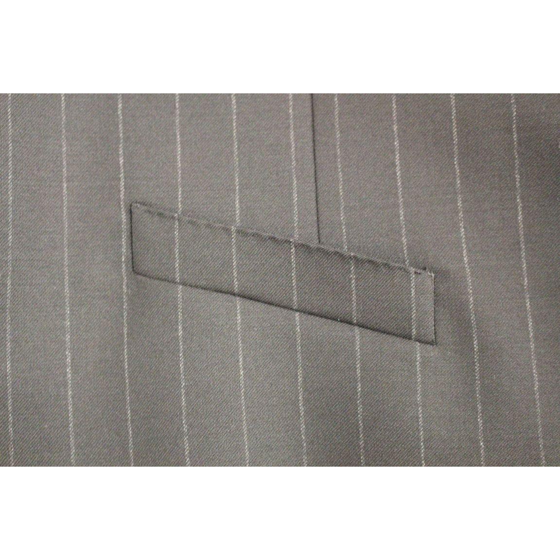 Dolce & Gabbana Black Striped Wool Logo Vest 1728,5% Elastane,67345645728,Black,Clothing,Dolce & Gabbana,IT48 | M,Material: 95% Viscose,Men,Men - Clothing,New with tags,Suits & Blazers - Clothing,Vests - Men - Clothing,Waistcoats - Suits & Blazers - Cloth