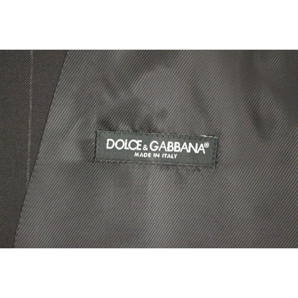 Dolce & Gabbana Black Striped Wool Logo Vest 1728,5% Elastane,67345645728,Black,Clothing,Dolce & Gabbana,IT48 | M,Material: 95% Viscose,Men,Men - Clothing,New with tags,Suits & Blazers - Clothing,Vests - Men - Clothing,Waistcoats - Suits & Blazers - Cloth