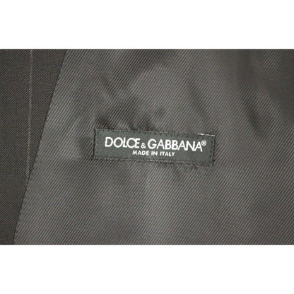 Dolce & Gabbana Black Striped Wool Logo Vest 1728,5% Elastane,67345645728,Black,Clothing,Dolce & Gabbana,IT48 | M,Material: 95% Viscose,Men,Men - Clothing,New with tags,Suits & Blazers - Clothing,Vests - Men - Clothing,Waistcoats - Suits & Blazers - Cloth