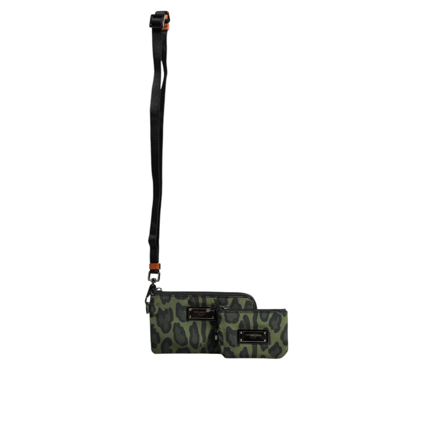 Dolce & Gabbana Green Leopard Leather Logo Plaque Multifunctional Kit Bag