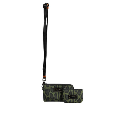 Dolce & Gabbana Green Leopard Leather Logo Plaque Multifunctional Kit Bag