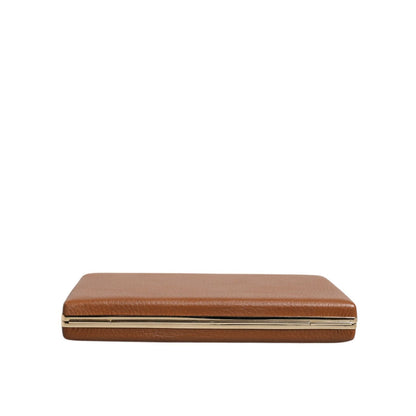 Dolce & Gabbana Brown Leather Clutch Evening Crossbody Bag