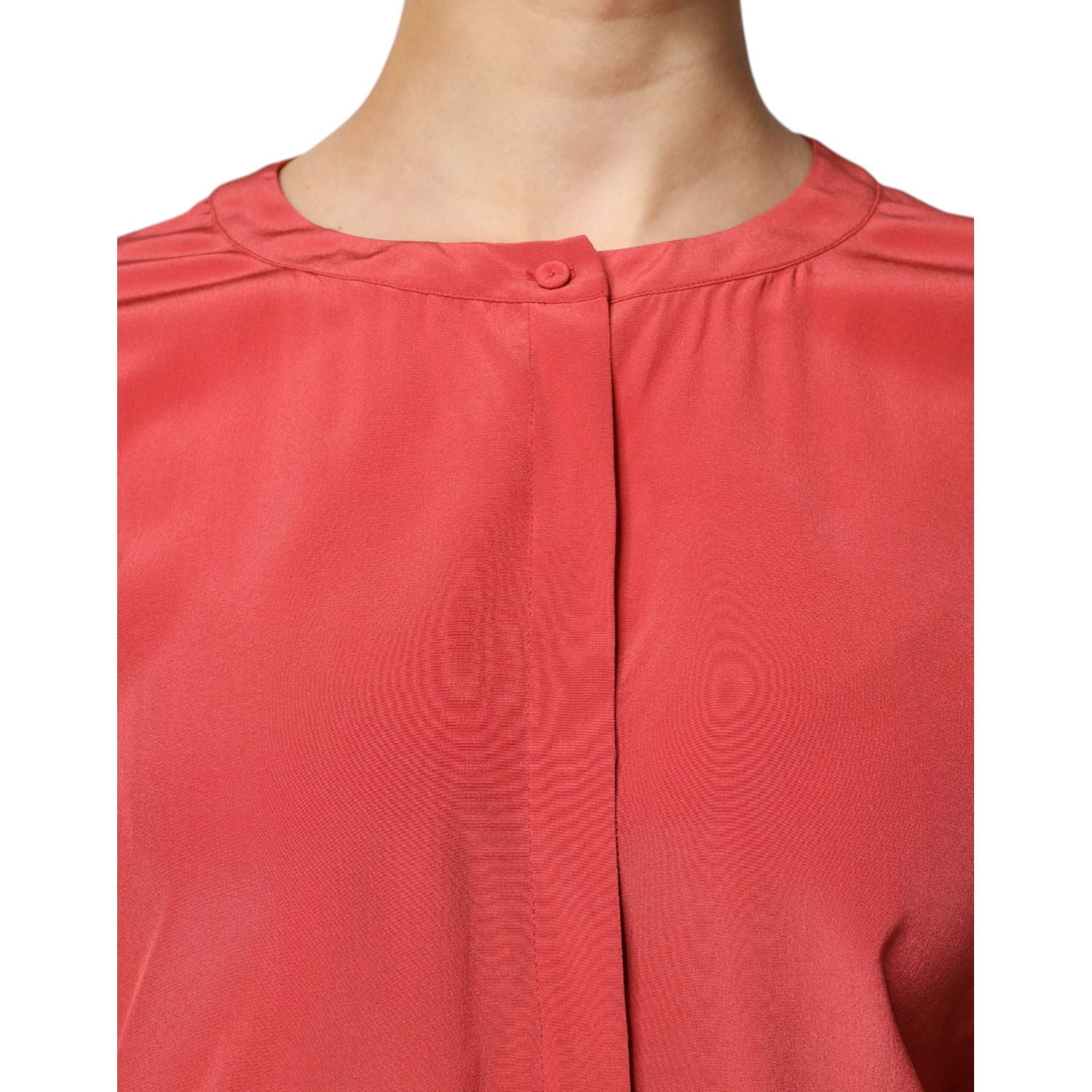 Peserico Red Long Sleeves Pencil Cut Drawstring Waist Dress