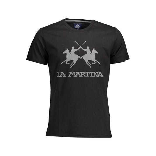 La Martina Black Cotton Men T-Shirt