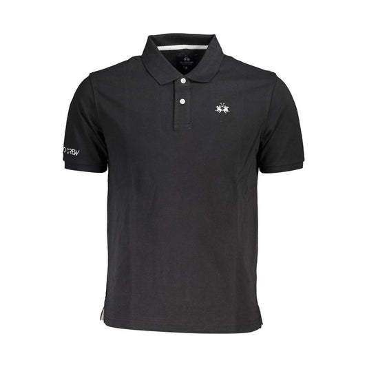 La Martina Black Cotton Men Polo Shirt