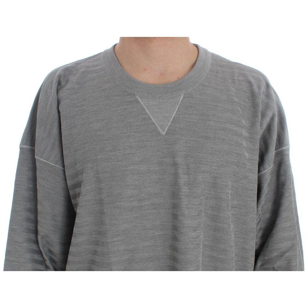 Dolce & Gabbana Elegant Gray Silk Crewneck Pullover Sweater Dolce & Gabbana