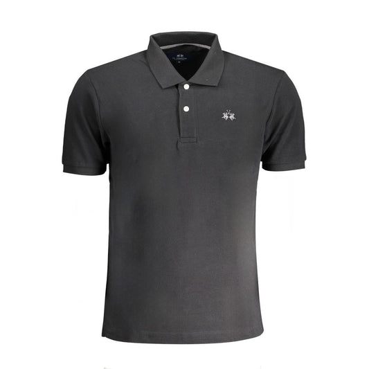 La Martina Black Cotton Polo Shirt La Martina