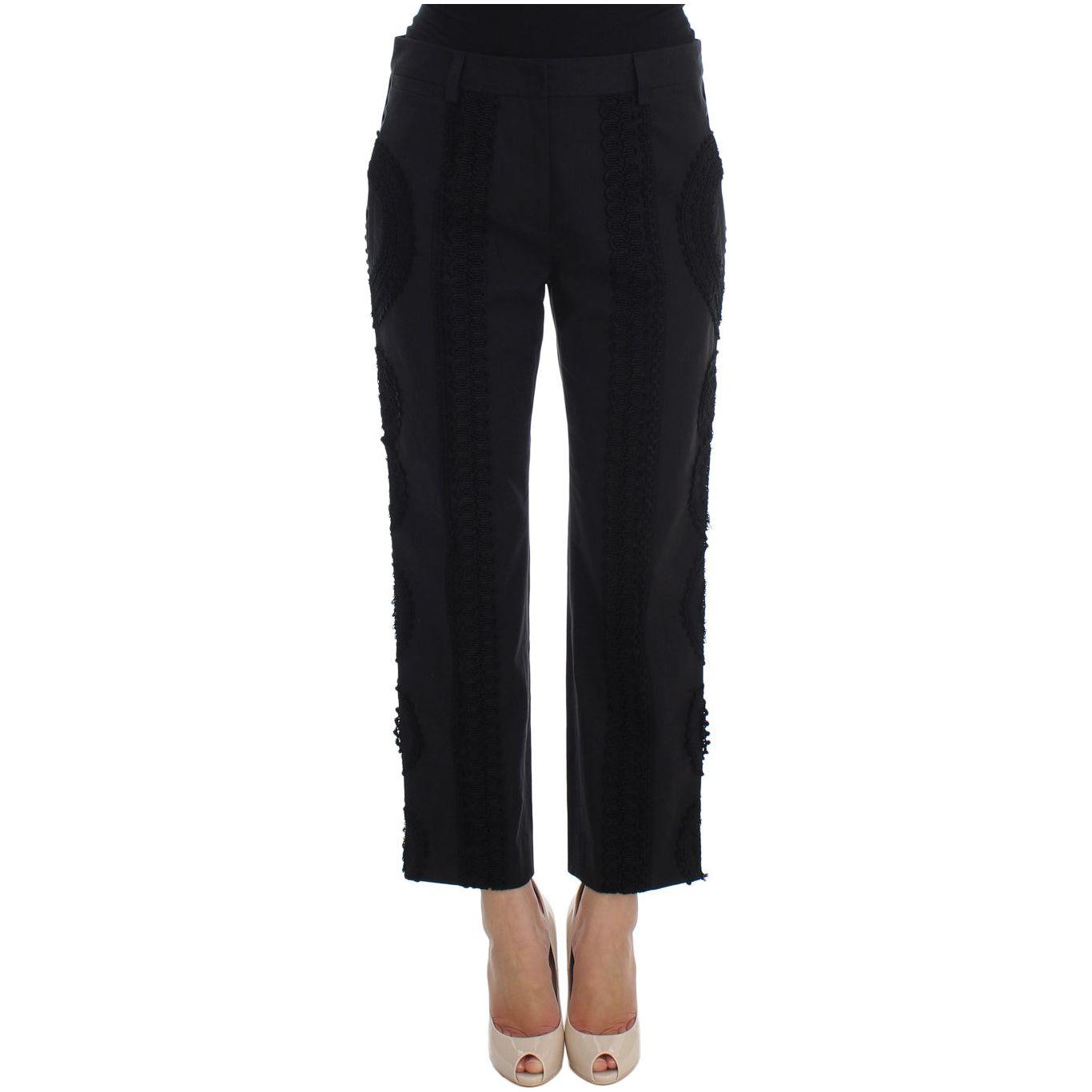Dolce & Gabbana Black Cotton Stretch Torero Capris Pants