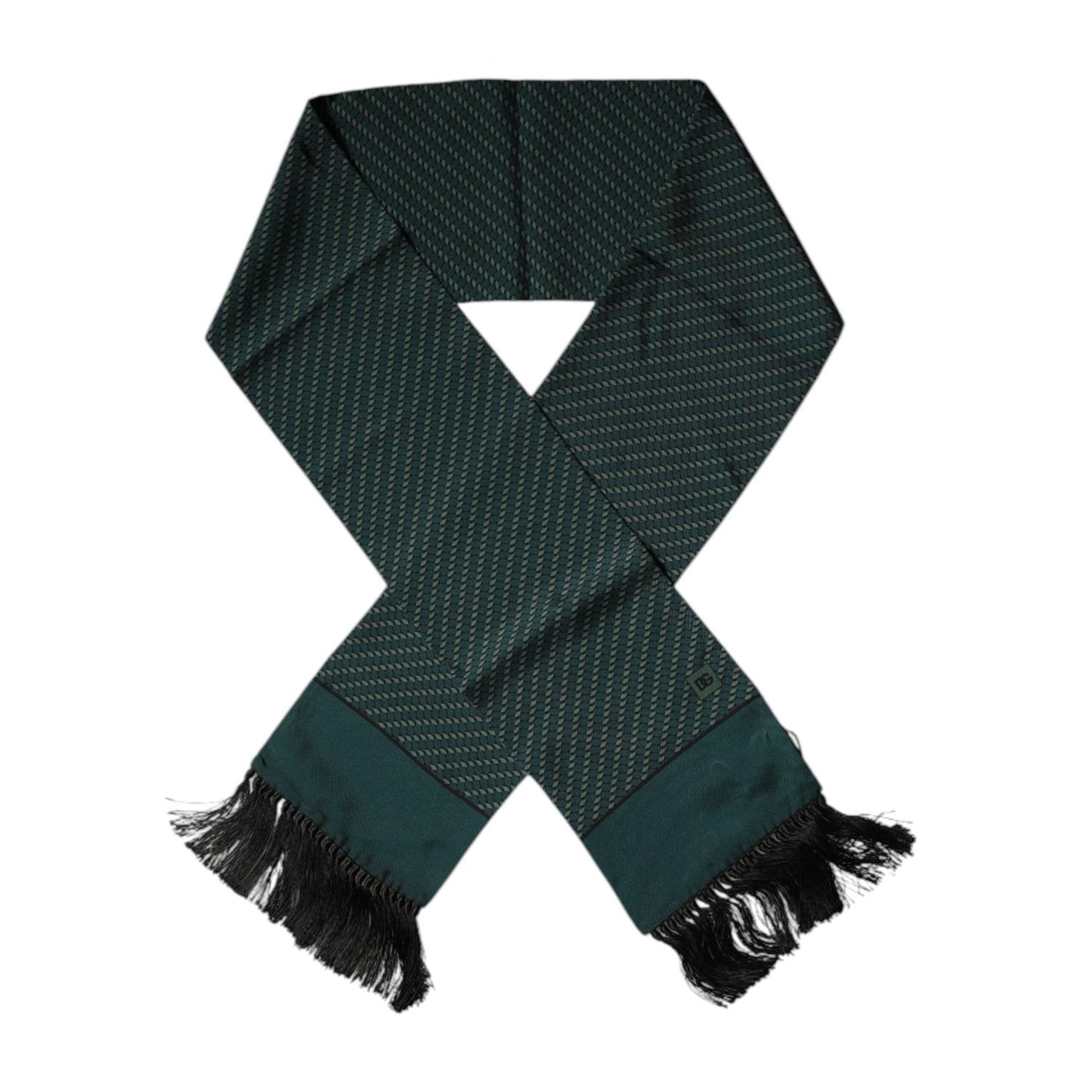 Dolce & Gabbana Dark Green Fantasy Fringes Neck Wrap Scarf