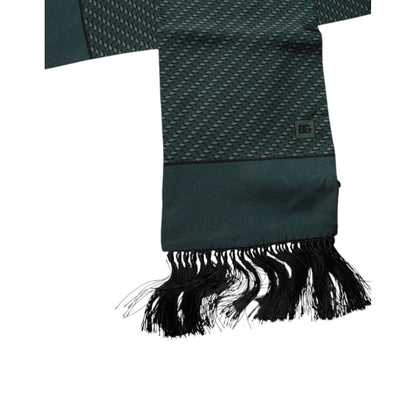 Dolce & Gabbana Dark Green Fantasy Fringes Neck Wrap Scarf