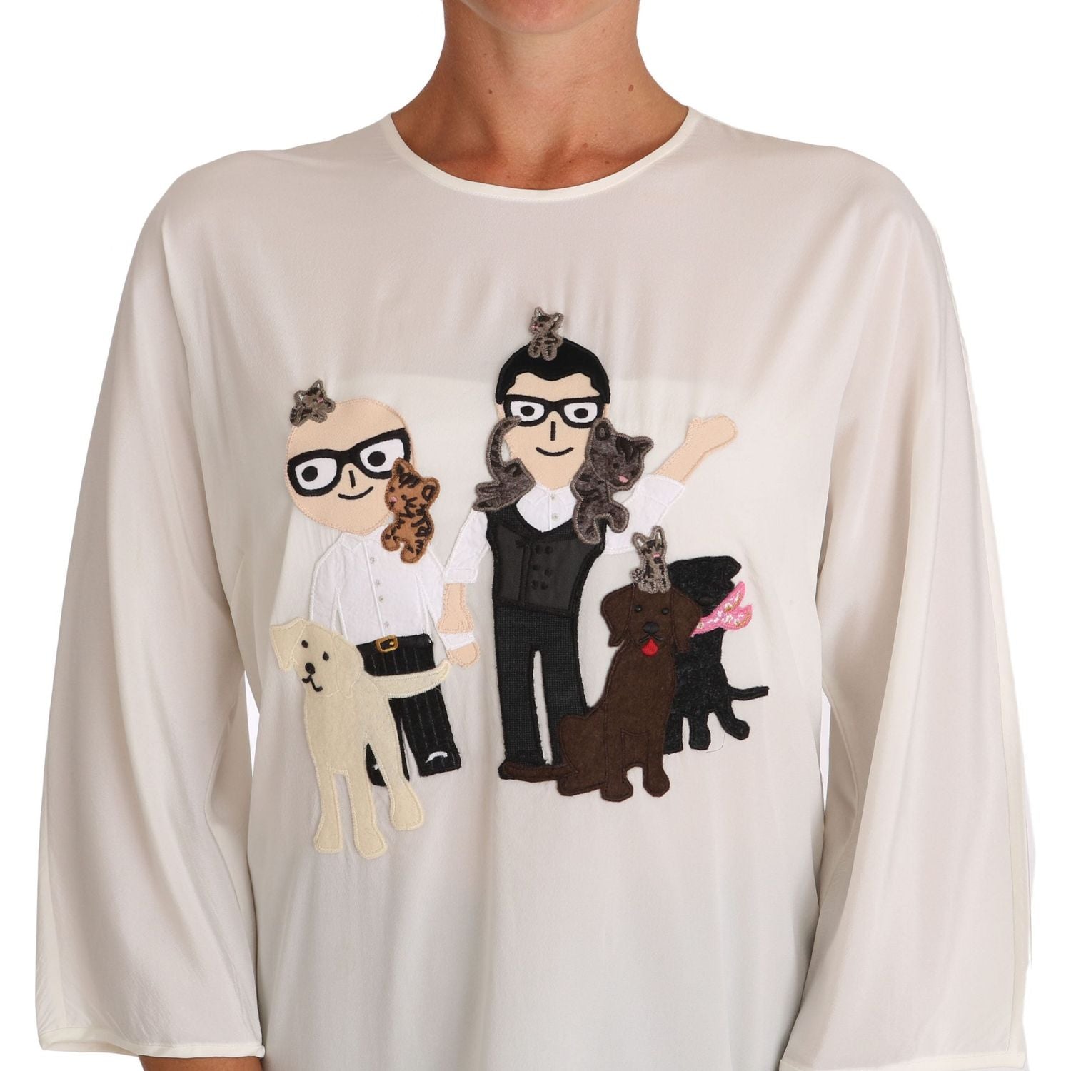 توب حرير من مجموعة دولتشي آند غابانا شيك فيجر فاميلي أبليكيشن